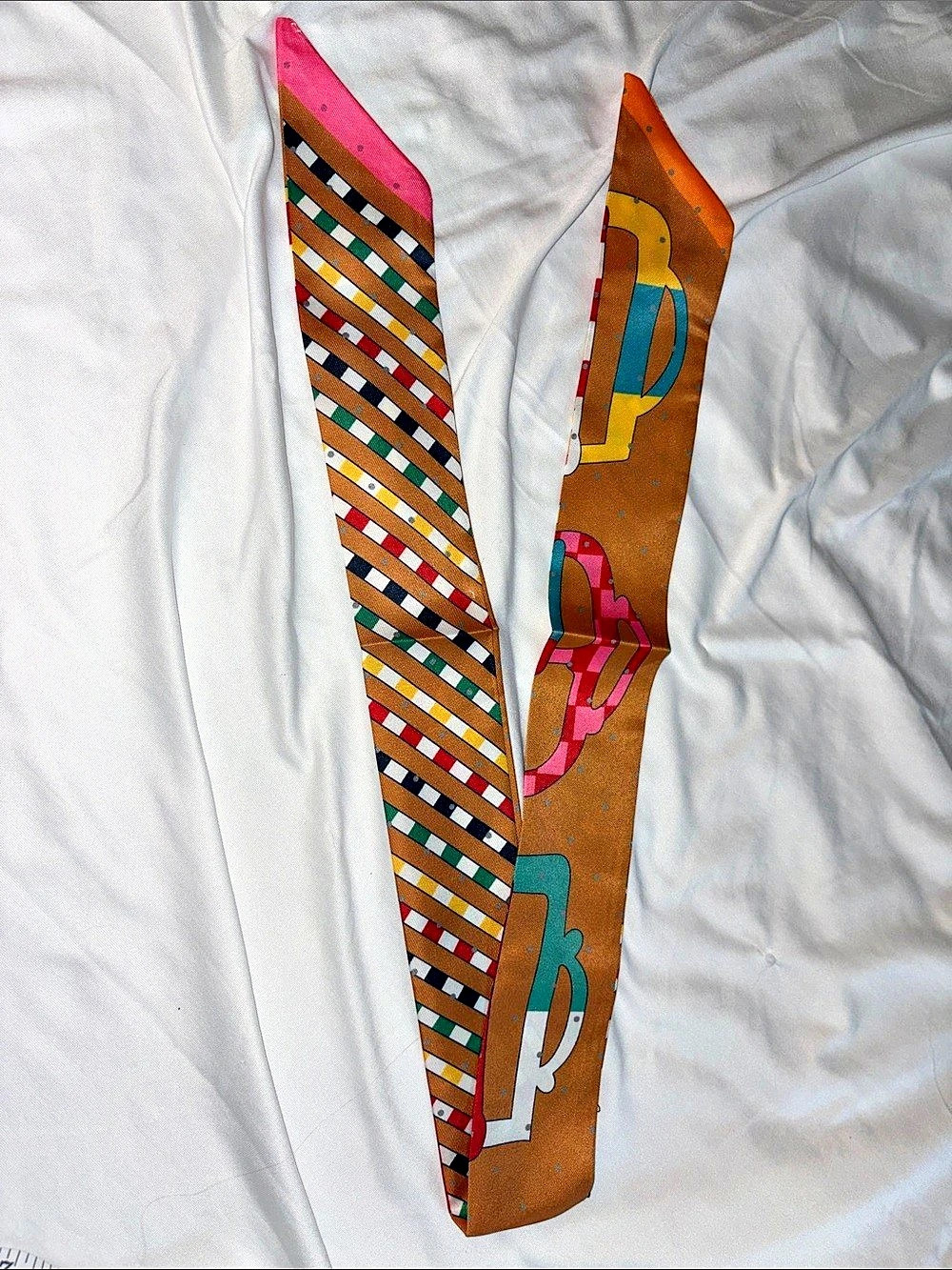 Inspired Geometric Brown Multicolor twilly